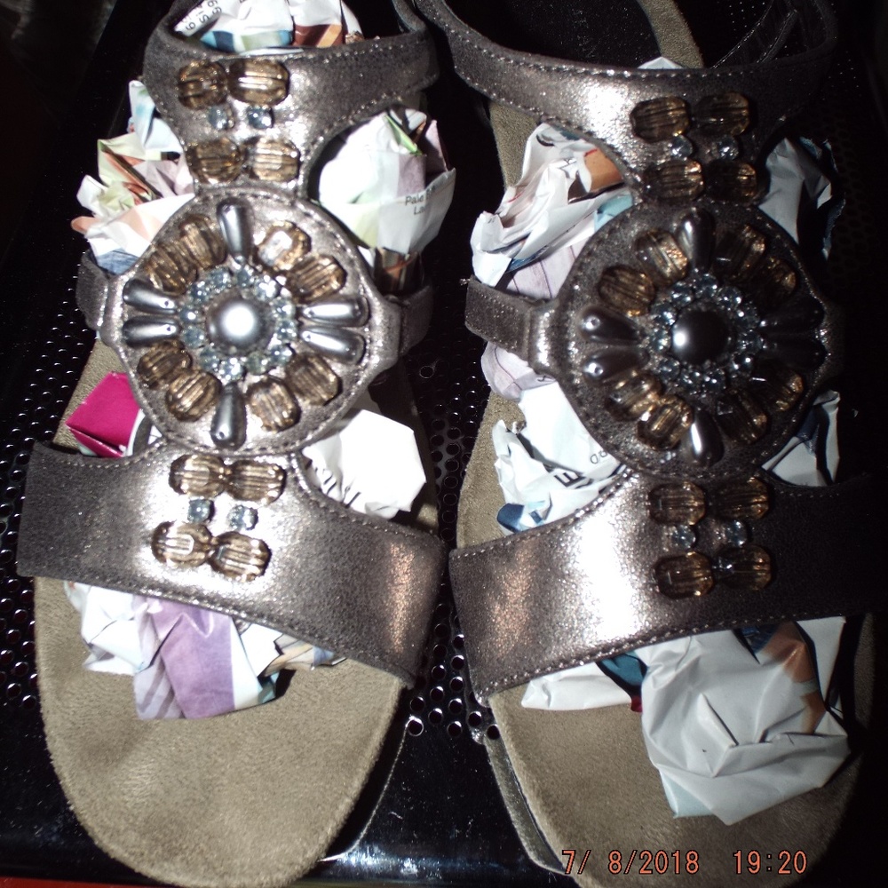 Anne Klein Flex Slingback Bejeweled Sandals